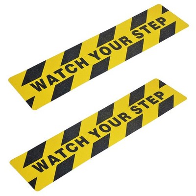 ONTWIE 2 Pack Watch Your Step Sticker, 6in 6'' x 24'' / 2 pieces, Yellow Black