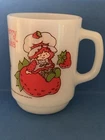 Vintage 1980s Strawberry Shortcake Coffee Mug Anchor Hocking Milk Glass Cup
