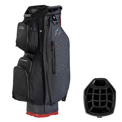 Sun Mountain H2NO C-100 Waterproof 14-Way Trolley Cart Golftasche Stahl Schwarz Rot