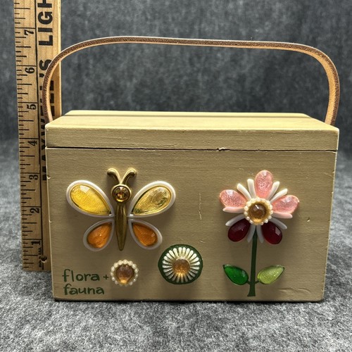 Collins of Texas Original Box Bag Butterfly Flowers Vintage Handbag Glows w/ UV - Picture 2 of 15