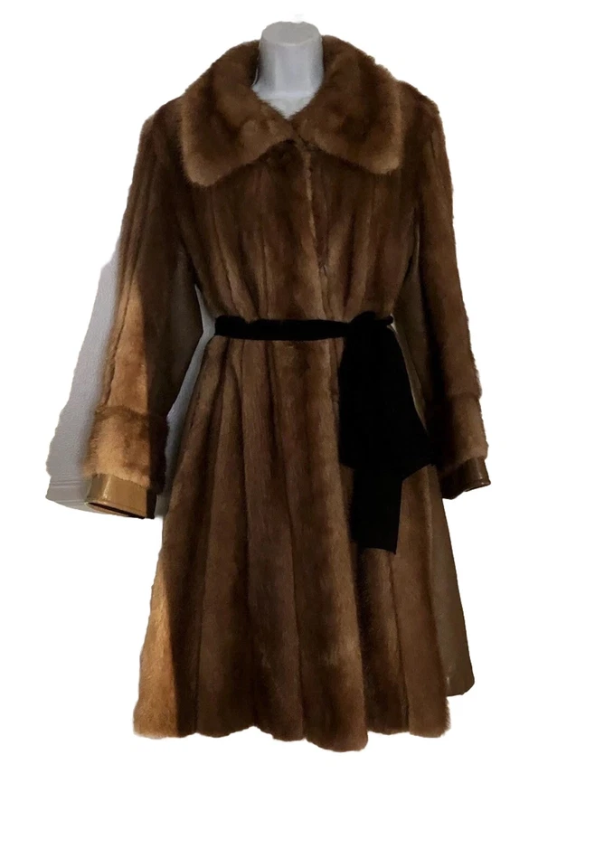 Abrigo de piel y cuero marrón claro vintage para mujer talla M/L para reparaciones menores Foto 3 de 4