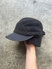 Vintage 90s Black Fleece Patagonia USA Made Hat Hiking Camping Cap