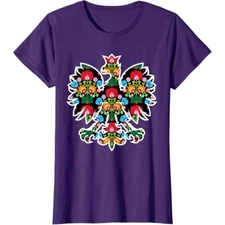 POLISH EAGLE | Poland WYCINANKI Emblem, Polish Folk Art Fest T-Shirt - Womens L