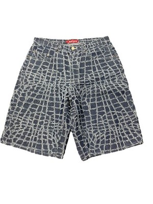 SUPREME NEW YORK FRAYED CROC BAGGY SHORT SIZE 32 INDIGO SS25SH25
