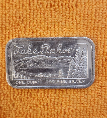 1985 Lake Tahoe Art Bar by Silvertowne Mint 1 Troy oz.999 Fine Silver
