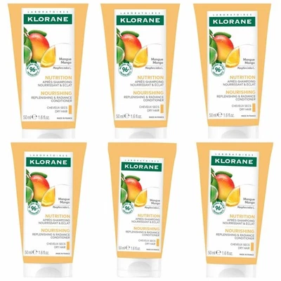 6 x KLORANE Nourishing Dry Hair Conditioner With Mango Butter 6 x 50ml