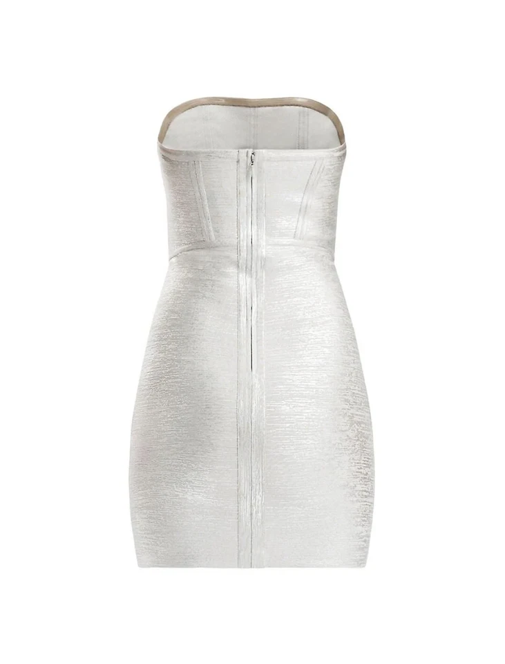 Hervé Léger The Avery Silver Mini Dresses Size S - Image 2 of 4