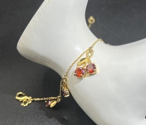 Authentic Vintage Kate Spade Gold Plated, Garnet Cherry Bracelet, 6.75”, 2” Extension
