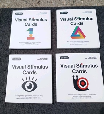 Lot 4 Beiens Visual Stimulus Cards Packs Black + White + Colorful 80 Total VG