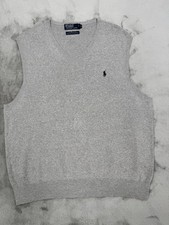 Vintage Polo Ralph Lauren Gray Sweater Vest Mens XL 100 Pima Cotton Pony 90s