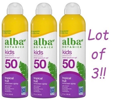 3- Alba Botancia Kids Broad Spectrum Tropical Fruit Clear Sunscreen Spray 50 SPF