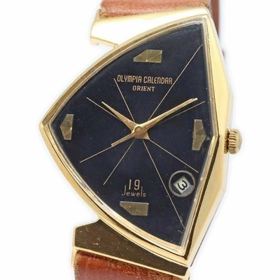 Orient Olympia Kalendar Dreieck-Fall W29842 Schwarzes Zifferblatt 31mm Manuell