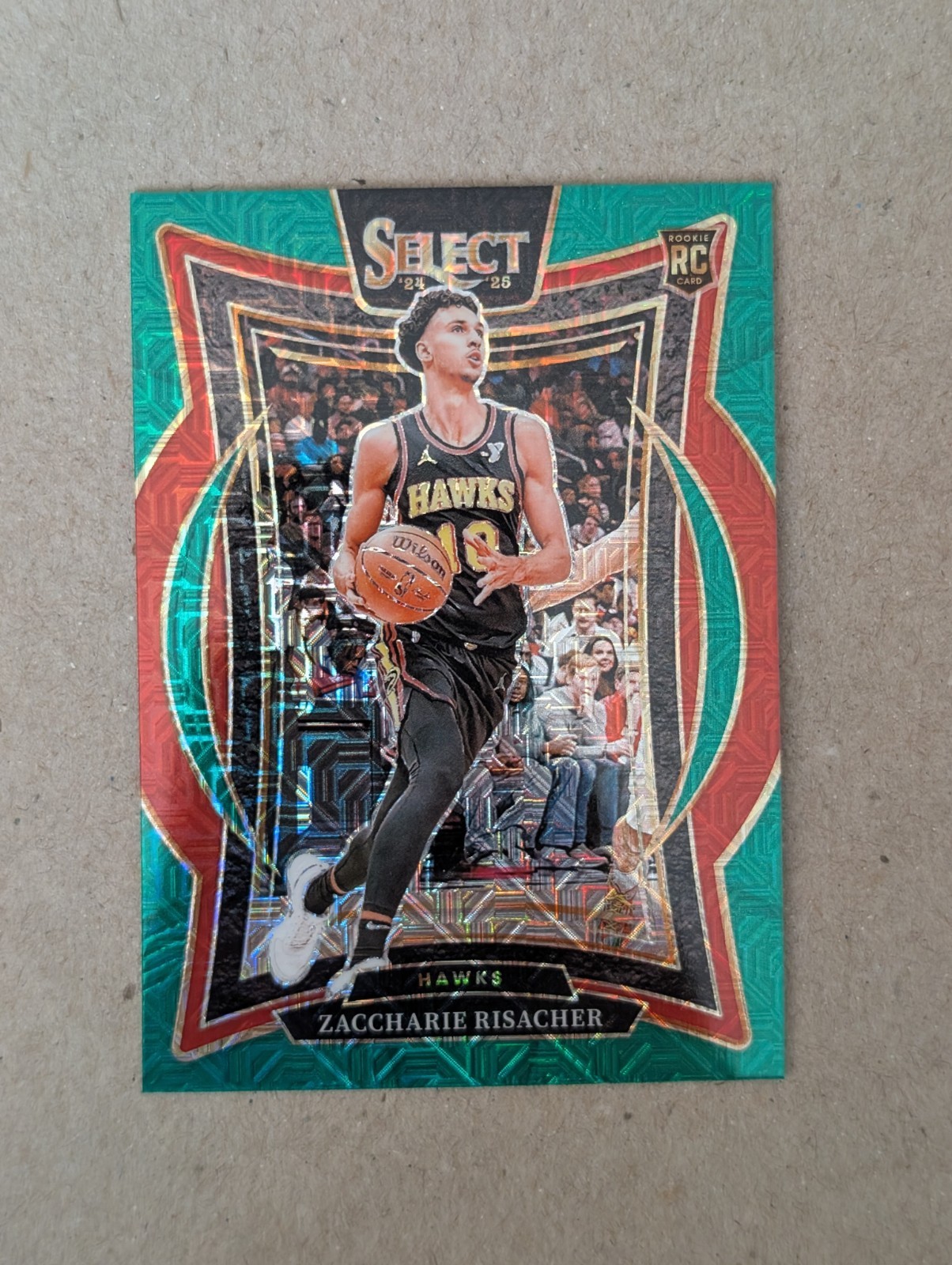 2024-25 Panini Select - Concourse Zaccharie Risacher #86 Green Mojo Prizm (RC)