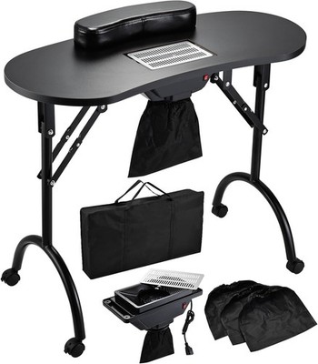 Faquenc Nail Table with Dust Collector Portable Rolling