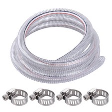 10FT 1" ID x 1.25" OD Steel Wire Suction Hose PVC x 10 FT, Clear
