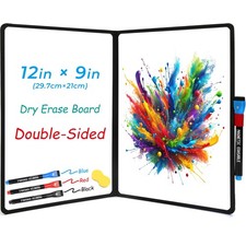 Double-Sided White Board 12x9 inch - Ultra-Thin 0.3" Portable Dry Erase A4