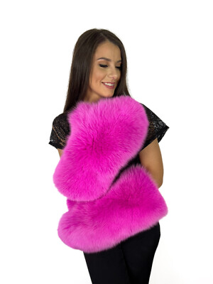Giant Arctic Fox Fur Mittens Saga Furs Pink Color Fur Gloves