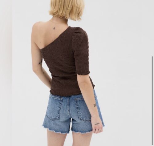 GAP Neu mit Etikett gesmoktes One-Shoulder-Top - Mokka - Größe XL - Bild 2 von 2