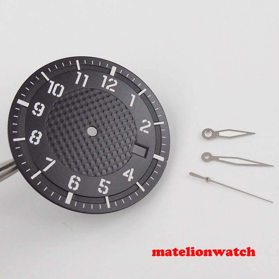 Ajuste para NH35/NH35A esfera de reloj estéril + manecillas negro/blanco/verde/café ventana de fecha Foto 4 de 4