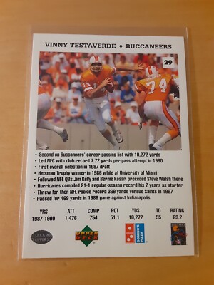 1991 Upper Deck Quarterback Challenge #29 VINNY TESTAVERDE