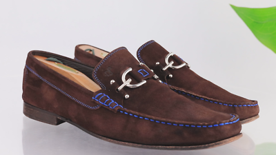 Donald Pliner Mens Dacio Loafer Size 11.5 Brown Suede Blue  display picture 1