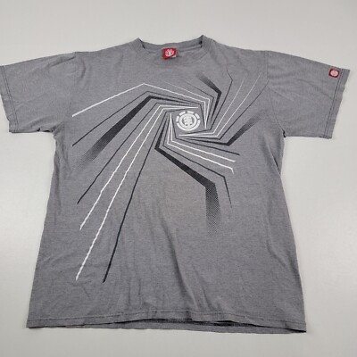 Vintage Y2K Bam Element For Life skateboard Gray Skate T-Shirt Sz Large Grunge 
