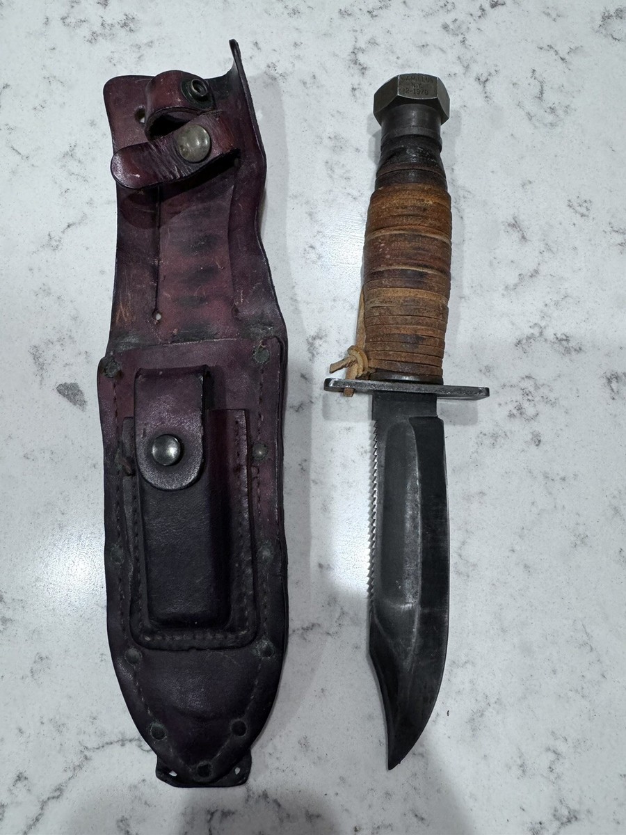 Camillus NY 2-1976 Jet Pilot Survival Knife w/Original Leather