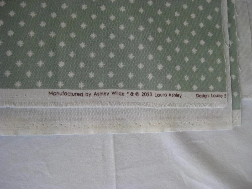 Tela decorativa de algodón verde salvia China Laura Ashley Louise Star de 1 yarda nueva Foto 4 de 4