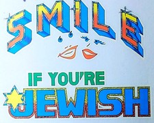Original Vintage Smile If You  re Jewish Glitter Iron On Transfer