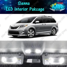 19x Xenon White LED Lights Interior Package Kit for 2011 - 2020 Toyota Sienna