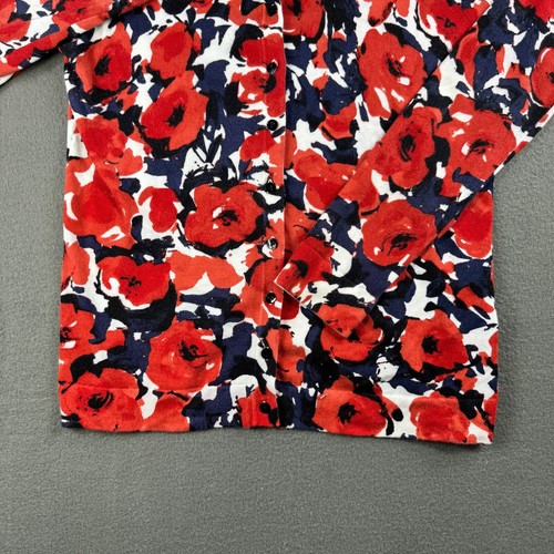 August Silk Cardigan Womens Large Floral Cotton Blend Button Up Boho Garden Lux - Picture 9 of 10