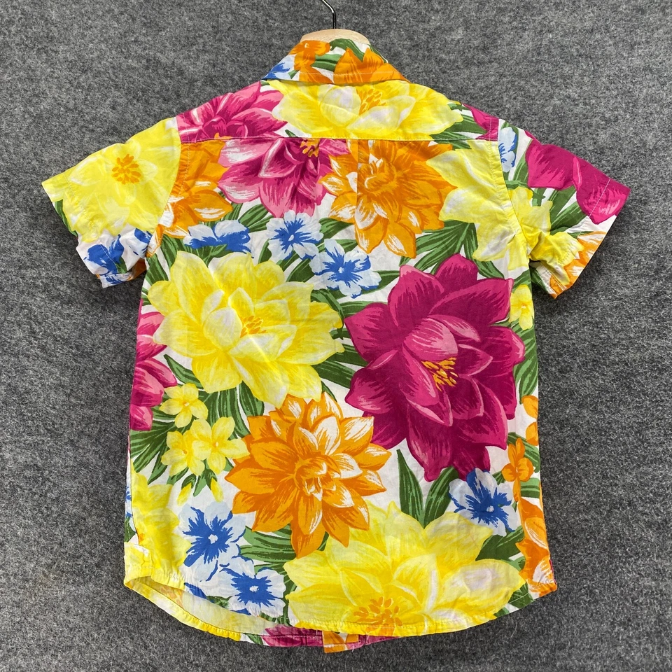 Camisa Janie And Jack Niños 4 Amarilla Floral Cuello Abotonado Manga Corta Algodón Foto 2 de 4