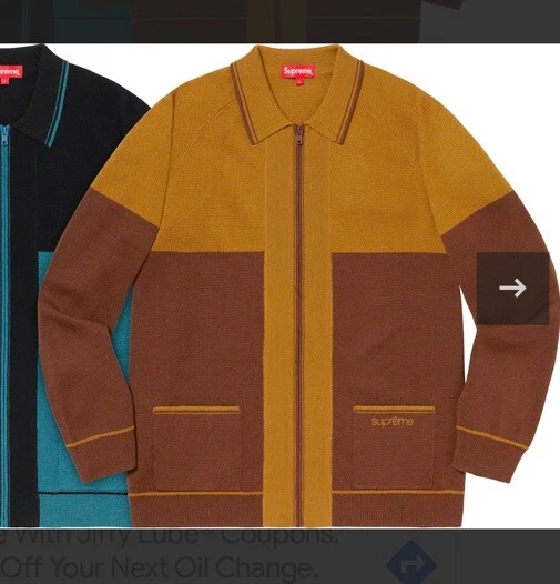 PULL ZIPPÉ COULEUR SUPREME MARRON XL X LARGE NEUF 