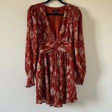 Lulus Women’s Dress Small NWT Long Bell Sleeve Floral Print Western Party Autumn