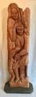 Large & Exceptional Folk Art/Naive Wood Carving of Man, Woman & Child 59 in. H