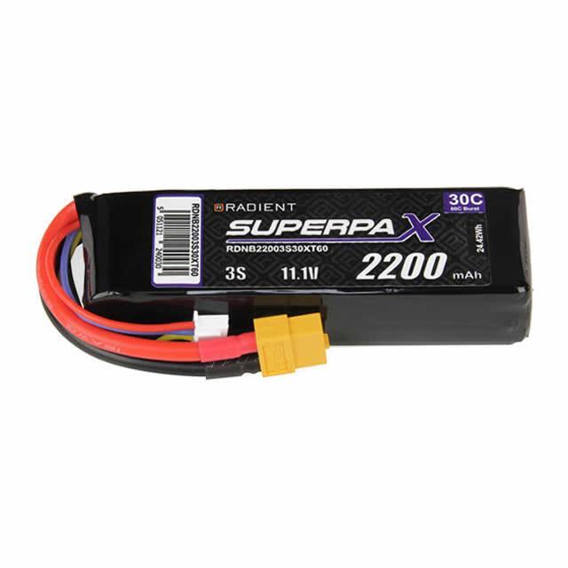 Radient Superpax 3S 2200mAh 11.1v 30C LiPo Flight Battery with XT60 Connector
