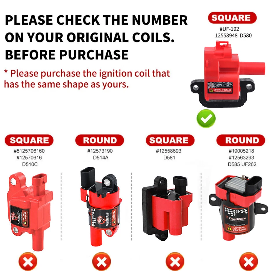 8 bobinas de encendido de alto rendimiento para Chevrolet Camaro V8 1998-2002 5,7 L UF192 Foto 2 de 4