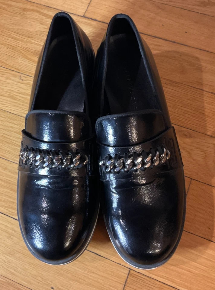 Stella McCartney 黑色素食漆皮链条厚底乐福鞋 37 码 — 第 3/4 张图片