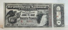 1892 Vintage Republican National Convention Ticket President Benjamin Harrison