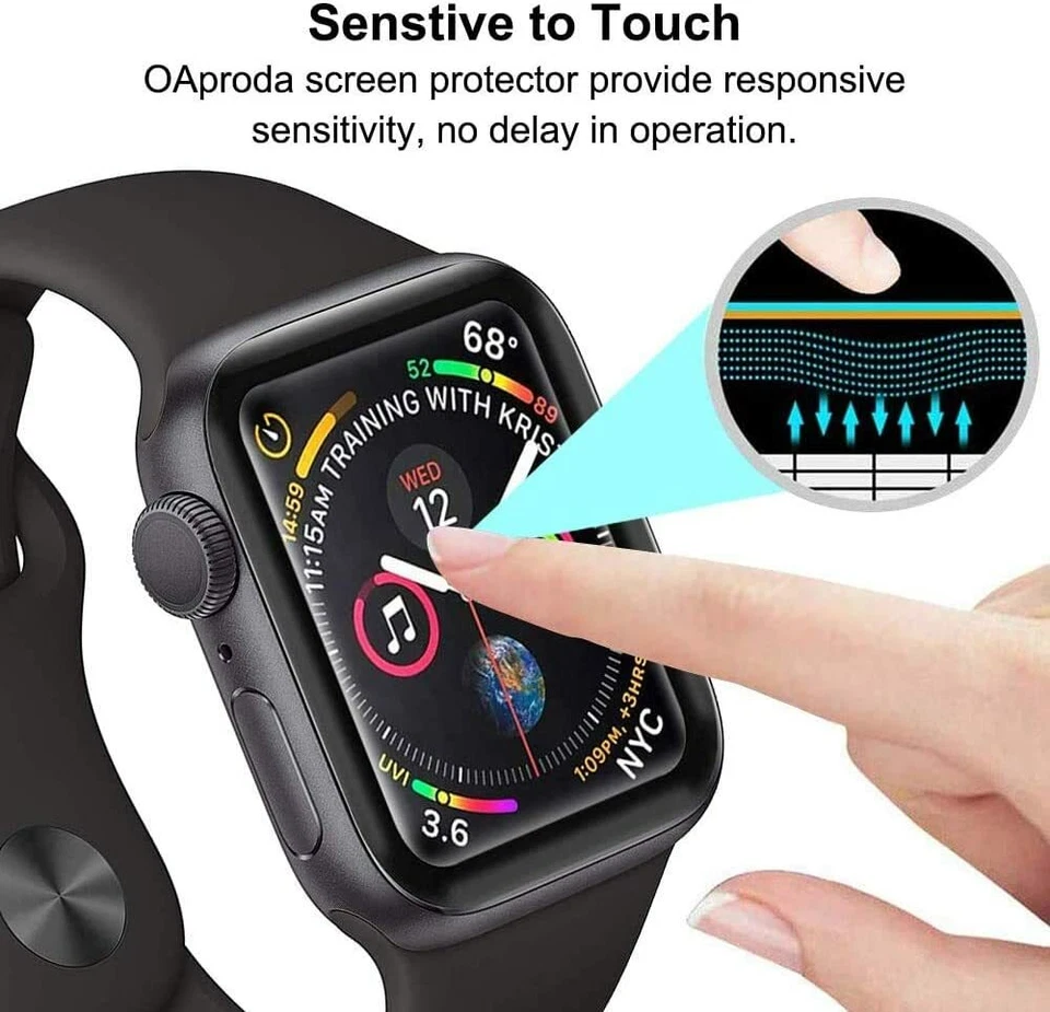 For Apple Watch SE 3 40mm 44mm 41mm 46mm 42mm 3D Tempered Glass Screen Protector - Image 4 of 4