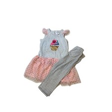 NWT Rare Editions Girls Grey Sequin Cupcake Tutu Dress Capris Set 6x