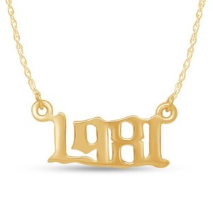 Authentic Birth Year Number 1981 Necklace with Chain 14k Gold Plated Sterling Silver