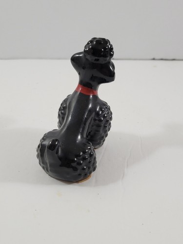 Vintage Black Poodle Figurine – 3" Tall – Sitting Pose – Ceramic Miniature Dog - Picture 5 of 11