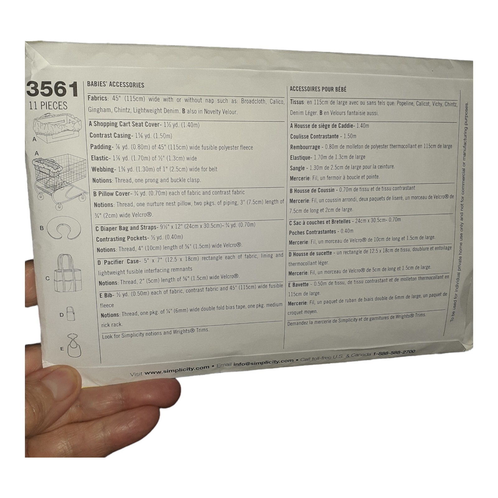 SIMPLICITY 3561 Sewing For Dummies Shopping Cart Pad, Pillow Cover