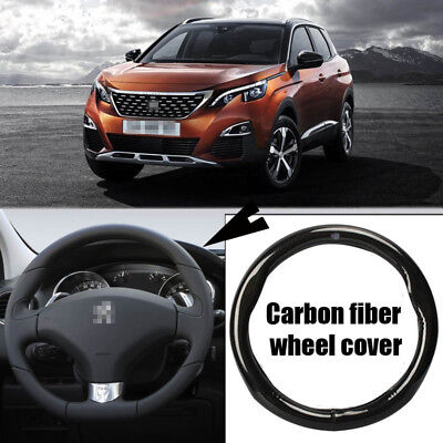 For Peugeot 3008 Car Carbon Fiber Leather Steering Wheel Cover
