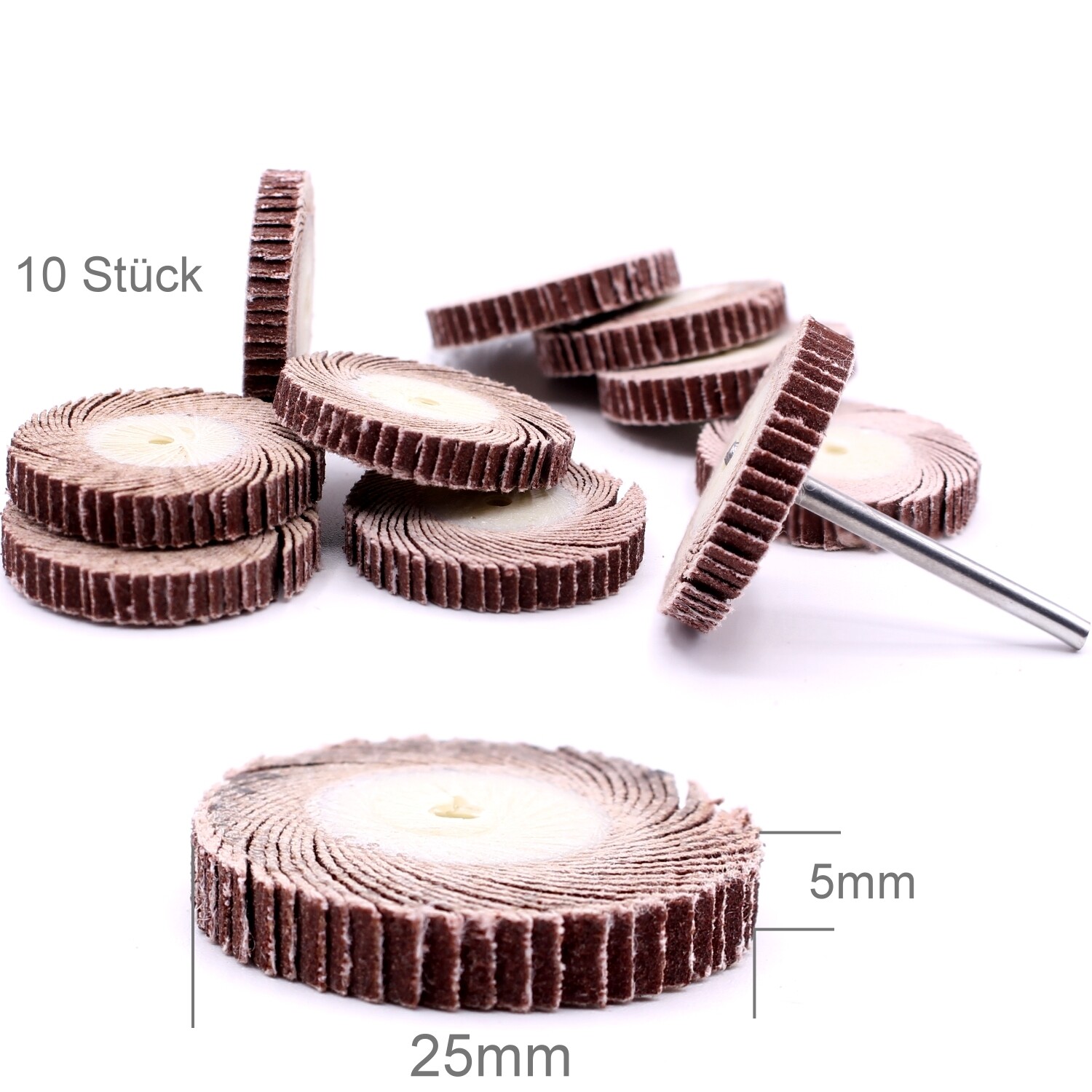 10x Schleiffächer 25mm Für Dremel - Körnung 120 Mit Dorn Multifunktionswerkzeug