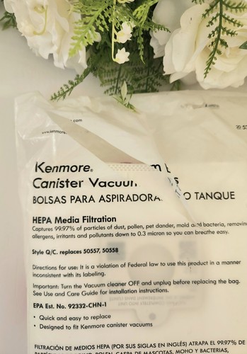 Kenmore 6-Pack Canister Vacuum Bags 53292 Type Q/C Hepa ***New Open Package*** - Picture 2 of 3