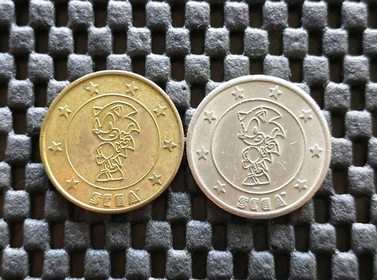 Vintage Sega Sonic Hedgehog token coin arcade Scottys Gold Silver