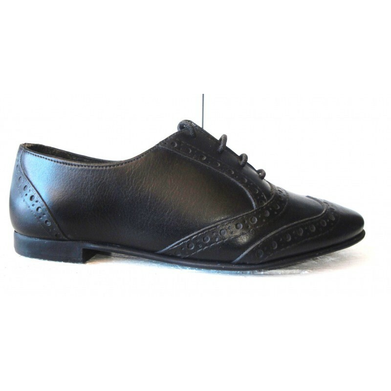 Zapatos de piel negro planos con cordones producto Español Bellatrix