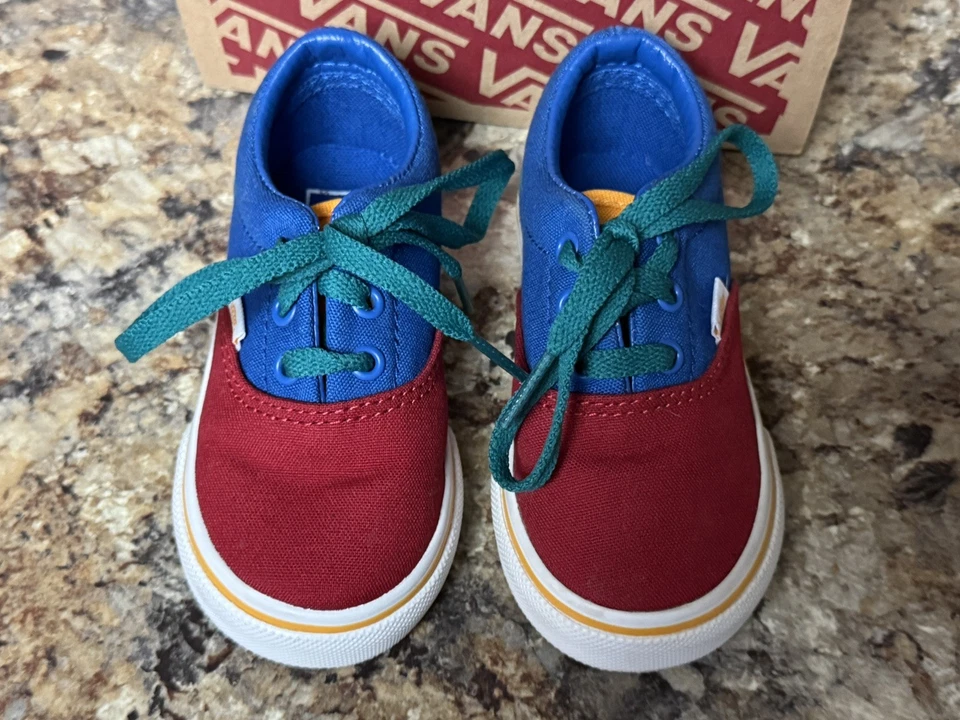 Zapatillas sin cordones Vans para niños pequeños 5T verde dinosaurio triceratops zapatos sin cordones Foto 3 de 4